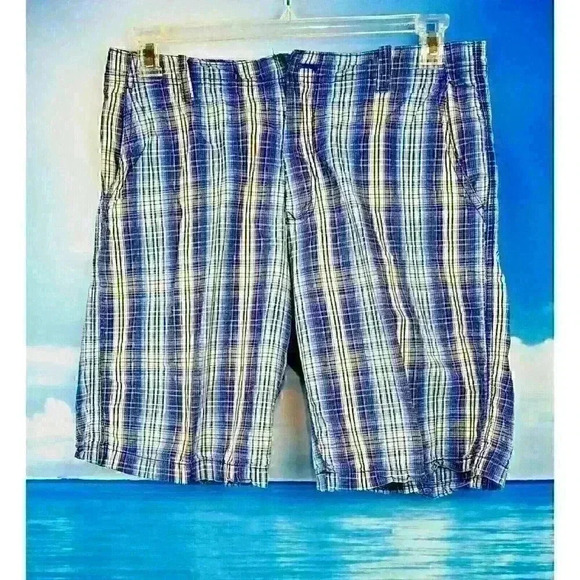 IZOD Mens BLUE PLAID Walking GOLF Tennis Shorts Pants LIGHTWEIGHT size 32 - Picture 1 of 4